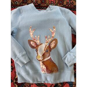 Mini Boden Hotchpotch Holiday Festive Applique Girls Sweatshirt 9 10 Reindeer